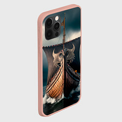 Чехол для iPhone 12 Pro Max Корабль в бушующем море, цвет: 3D-светло-розовый — фото 2