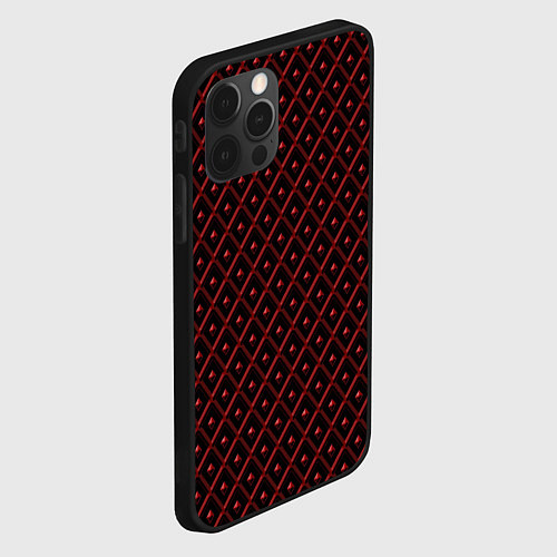 Чехол iPhone 12 Pro Max Ромбики красные / 3D-Черный – фото 2