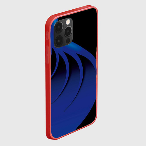 Чехол iPhone 12 Pro Max Синие щупальца на чёрном / 3D-Красный – фото 2