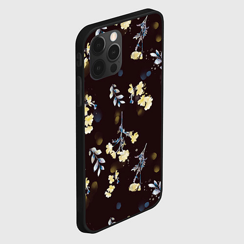 Чехол iPhone 12 Pro Max Акварельный паттерн на темном фоне / 3D-Черный – фото 2