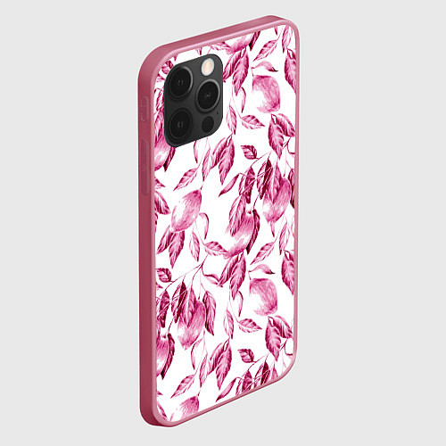 Чехол iPhone 12 Pro Max Лимоны в розовом монохроме - паттерн / 3D-Малиновый – фото 2