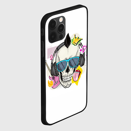 Чехол iPhone 12 Pro Max Черепок в очках / 3D-Черный – фото 2