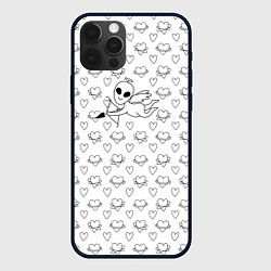 Чехол для iPhone 12 Pro Max Купидон пришелец среди сердец, цвет: 3D-черный