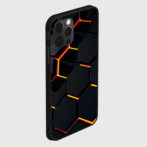 Чехол iPhone 12 Pro Max Плиты стиль соты киберпанк / 3D-Черный – фото 2