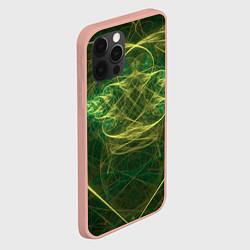 Чехол для iPhone 12 Pro Max Зелёно-жёлтый волнообразные линии во тьме, цвет: 3D-светло-розовый — фото 2
