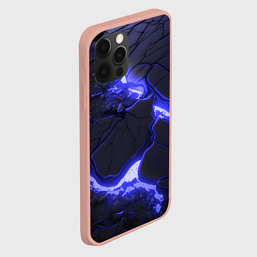 Чехол iPhone 12 Pro Max Красивая синяя неоновая лава / 3D-Светло-розовый – фото 2