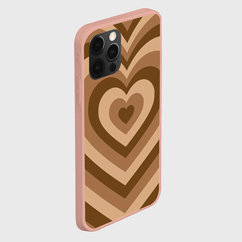 Чехол iPhone 12 Pro Max Hearts brown / 3D-Светло-розовый – фото 2