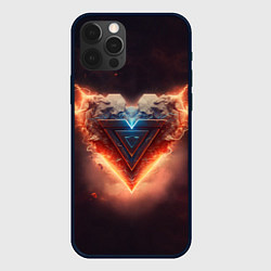 Чехол для iPhone 12 Pro Max Каменное сердце в неоновом красном электрическом с, цвет: 3D-черный
