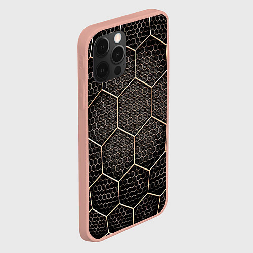 Чехол iPhone 12 Pro Max Metalic carbon / 3D-Светло-розовый – фото 2