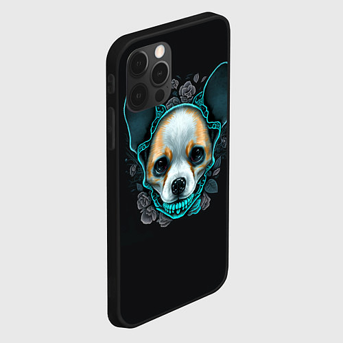 Чехол iPhone 12 Pro Max Милый корги череп / 3D-Черный – фото 2