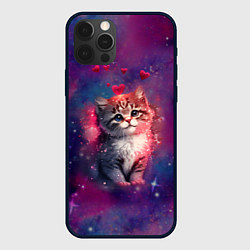 Чехол для iPhone 12 Pro Max Космически котенок, цвет: 3D-черный