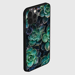 Чехол для iPhone 12 Pro Max Паттерн из множество зелёных цветов, цвет: 3D-черный — фото 2