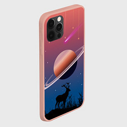 Чехол для iPhone 12 Pro Max Сатурн на фоне падающих звезд и кометы, цвет: 3D-светло-розовый — фото 2
