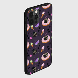 Чехол для iPhone 12 Pro Max Паттерн с мопсами и едой, цвет: 3D-черный — фото 2