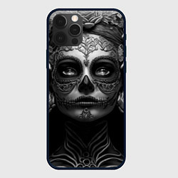 Чехол для iPhone 12 Pro Max Девушка с макияжем для дня мертвых, цвет: 3D-черный