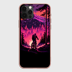 Чехол для iPhone 12 Pro Max Велопрогулка на закате, цвет: 3D-светло-розовый