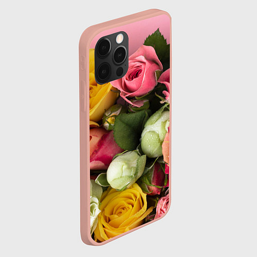 Чехол iPhone 12 Pro Max Букет красивых роз / 3D-Светло-розовый – фото 2