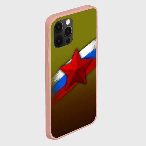 Чехол iPhone 12 Pro Max Звезда и триколор / 3D-Светло-розовый – фото 2