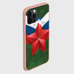 Чехол для iPhone 12 Pro Max Звезда на фоне флага, цвет: 3D-светло-розовый — фото 2