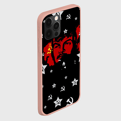 Чехол iPhone 12 Pro Max Ленин на фоне звезд / 3D-Светло-розовый – фото 2