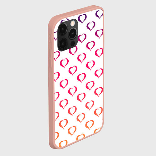 Чехол iPhone 12 Pro Max Разноцветные сердечки для дня святого валентина / 3D-Светло-розовый – фото 2