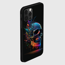 Чехол для iPhone 12 Pro Max Красочный череп с цветами, цвет: 3D-черный — фото 2