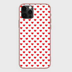 Чехол для iPhone 12 Pro Max Сердечки - паттерн, цвет: 3D-светло-розовый