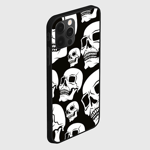 Чехол iPhone 12 Pro Max Паттерн из черепов / 3D-Черный – фото 2
