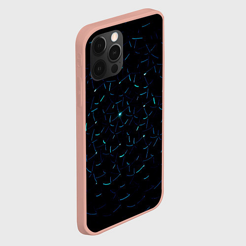 Чехол iPhone 12 Pro Max Абстрактные неоновые светло-синие линии шара / 3D-Светло-розовый – фото 2