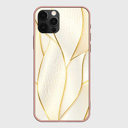 Чехол для iPhone 12 Pro Max Золотые волны, цвет: 3D-светло-розовый