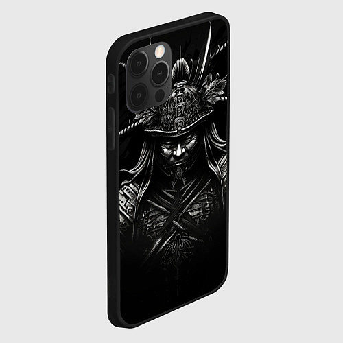 Чехол iPhone 12 Pro Max Самурай созданный нейросетью / 3D-Черный – фото 2