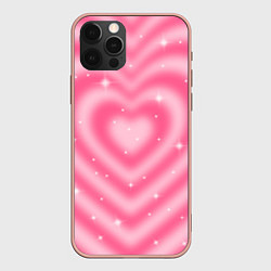 Чехол для iPhone 12 Pro Max Pink y2k hearts, цвет: 3D-светло-розовый