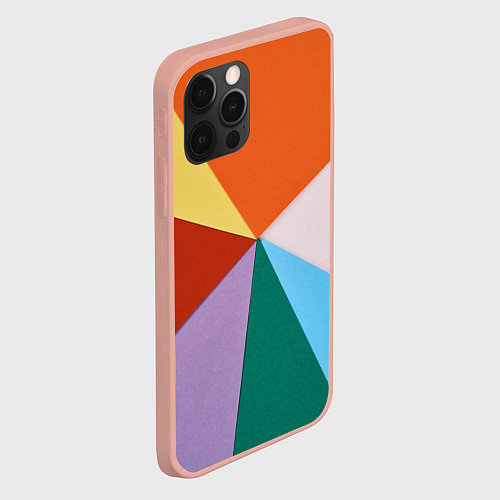 Чехол iPhone 12 Pro Max Разноцветные пересекающиеся треугольники / 3D-Светло-розовый – фото 2