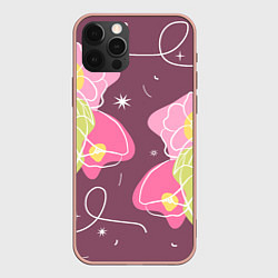 Чехол для iPhone 12 Pro Max Звезды в цветах лайн, цвет: 3D-светло-розовый