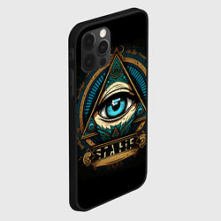 Чехол для iPhone 12 Pro Max Всевидящее око в пирамиде, цвет: 3D-черный — фото 2