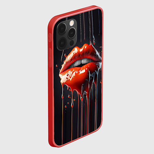 Чехол iPhone 12 Pro Max Сладкие красные губы / 3D-Красный – фото 2