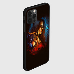 Чехол для iPhone 12 Pro Max Волк и девушка, цвет: 3D-черный — фото 2