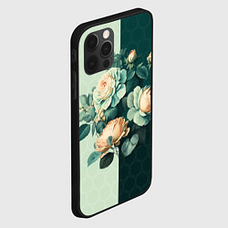 Чехол для iPhone 12 Pro Max Розы на зеленом фоне, цвет: 3D-черный — фото 2