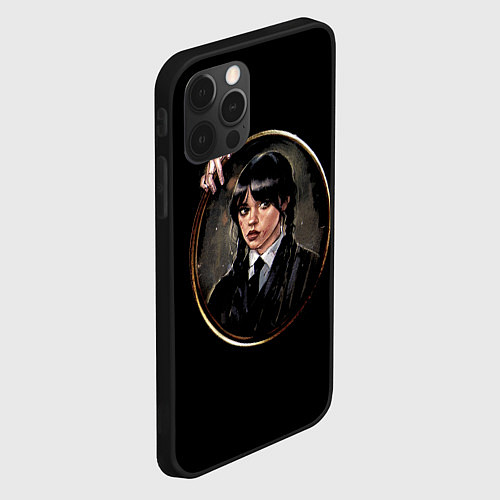 Чехол iPhone 12 Pro Max Портрет Уэнсдей Аддамс / 3D-Черный – фото 2
