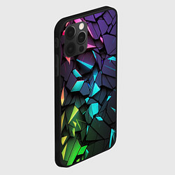 Чехол для iPhone 12 Pro Max Неоновые абстрактные каменные плиты, цвет: 3D-черный — фото 2
