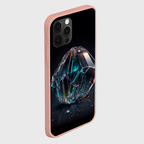 Чехол iPhone 12 Pro Max Камень кристалл во тьме / 3D-Светло-розовый – фото 2