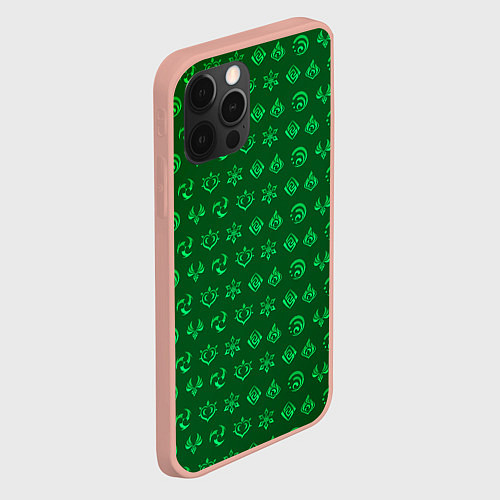 Чехол iPhone 12 Pro Max Паттерн элементали под дендро / 3D-Светло-розовый – фото 2