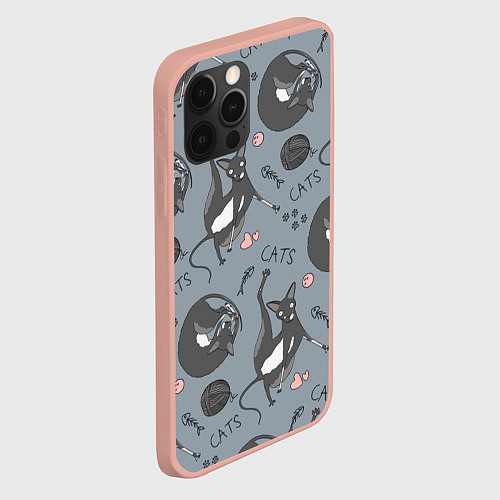 Чехол iPhone 12 Pro Max Паттерн смешные коты Корниш рекс / 3D-Светло-розовый – фото 2