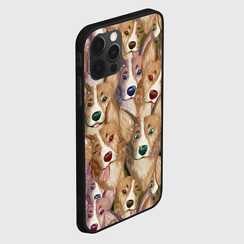 Чехол iPhone 12 Pro Max Паттерн с корги / 3D-Черный – фото 2