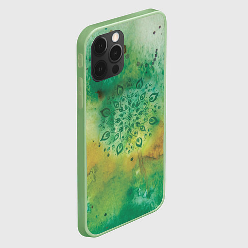 Чехол iPhone 12 Pro Max Мандала природы, зелёная, исцеление / 3D-Салатовый – фото 2