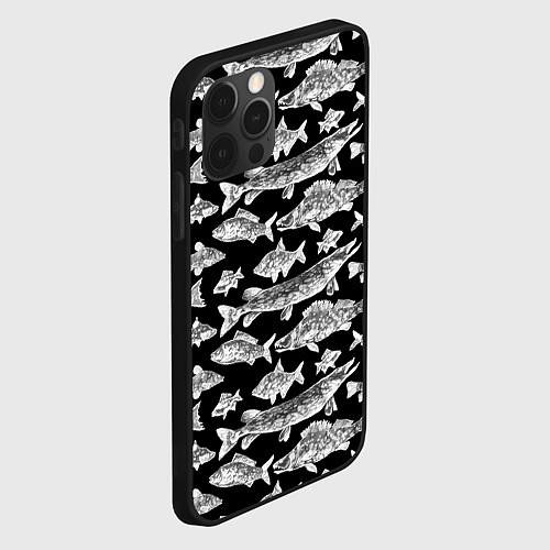 Чехол iPhone 12 Pro Max Городской паттерн о рыбалке / 3D-Черный – фото 2