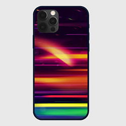 Чехол для iPhone 12 Pro Max Радужные световые полосы, цвет: 3D-черный