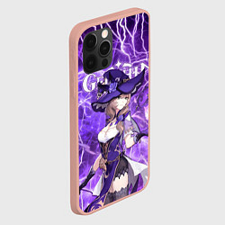 Чехол для iPhone 12 Pro Max Лиза на фоне молний, цвет: 3D-светло-розовый — фото 2