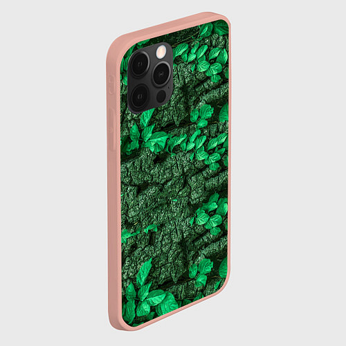 Чехол iPhone 12 Pro Max Текстура листвы / 3D-Светло-розовый – фото 2
