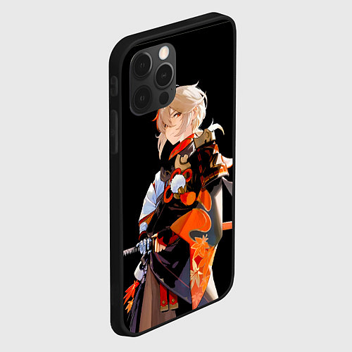 Чехол iPhone 12 Pro Max Казуха с мечом - Genshin Impact / 3D-Черный – фото 2